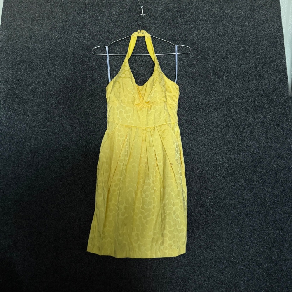 B. Darlin Yellow Halter Polka Dot Jacquard Cocktail Dress Size 5/6 70W5318